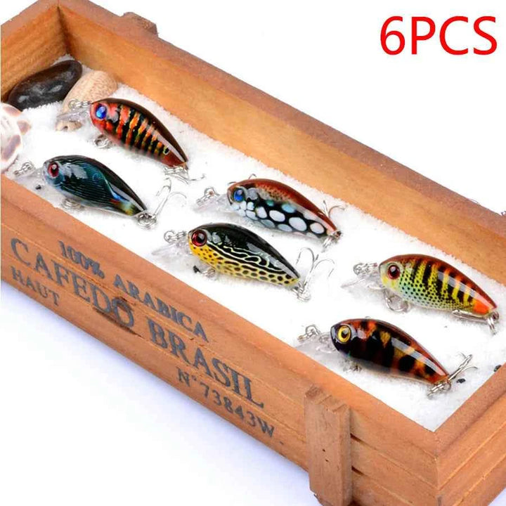 6-Piece Floating Crankbait Fishing Lures Set