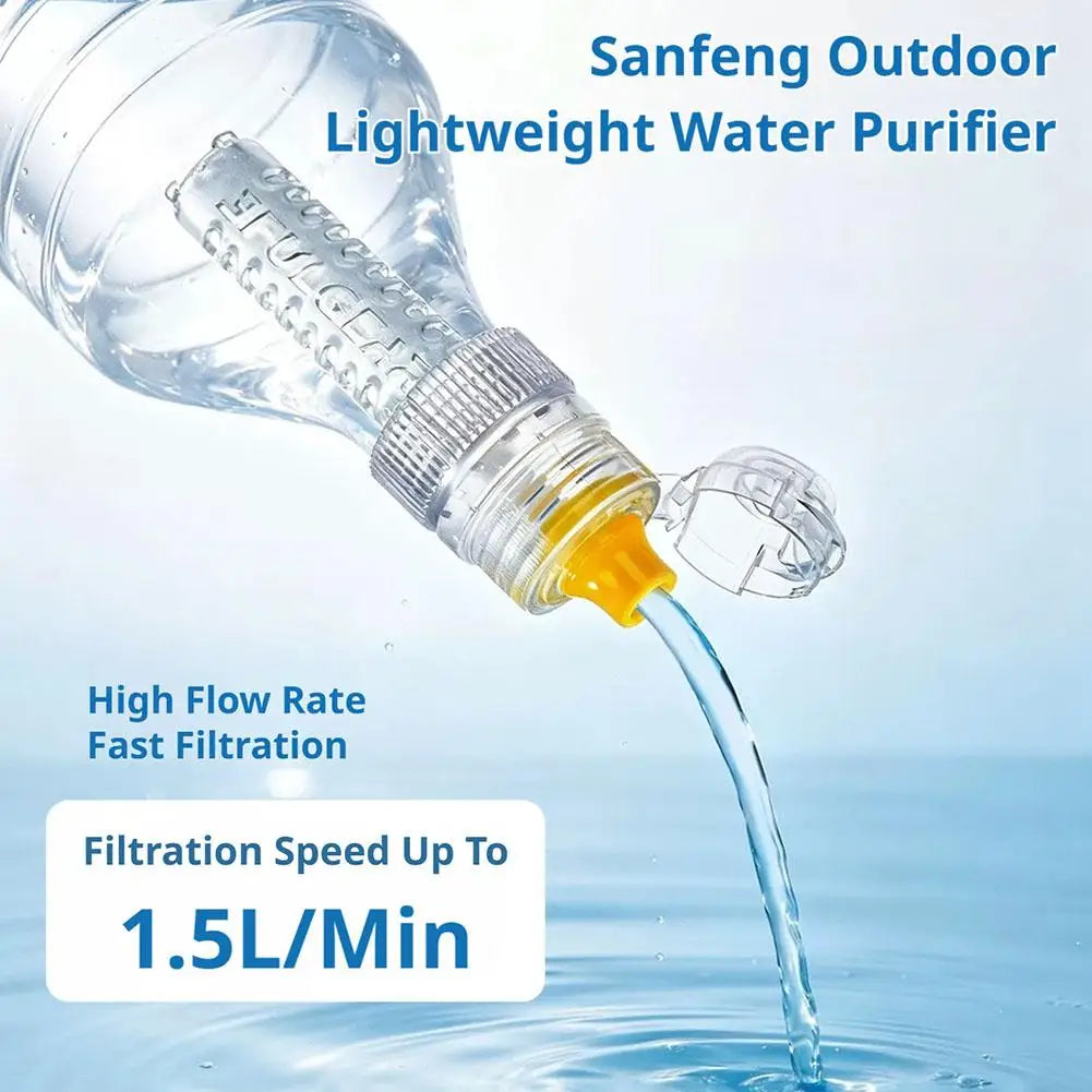 Portable Water Filter 0.1 Micron Hollow Fiber Membrane 28 30mm Bottle Adapter Ultralight Purifier for Camping Hiking Emergency