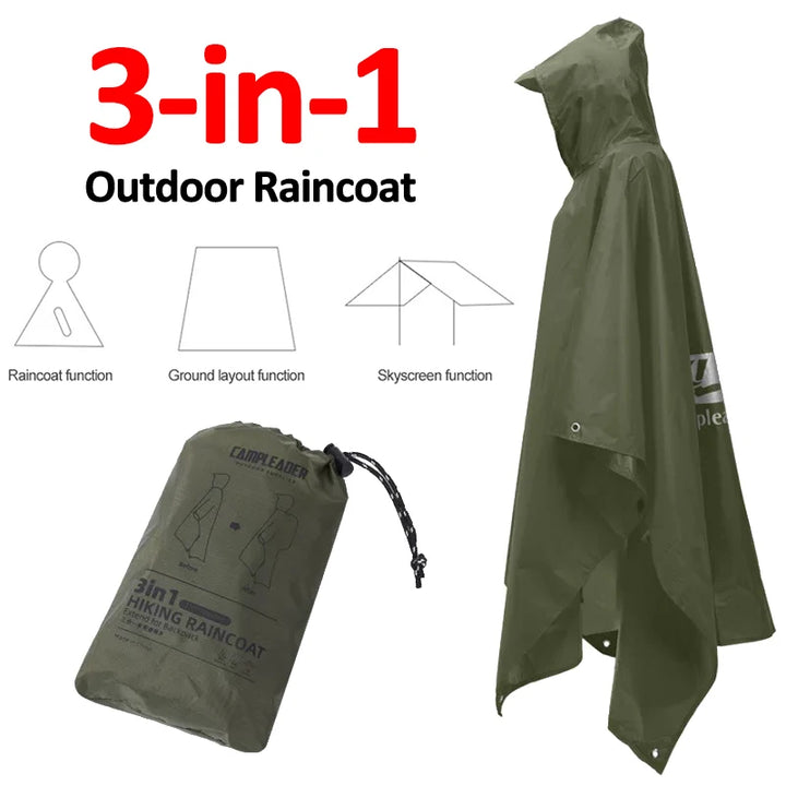 3-in-1 Hooded Outdoor Rain Poncho