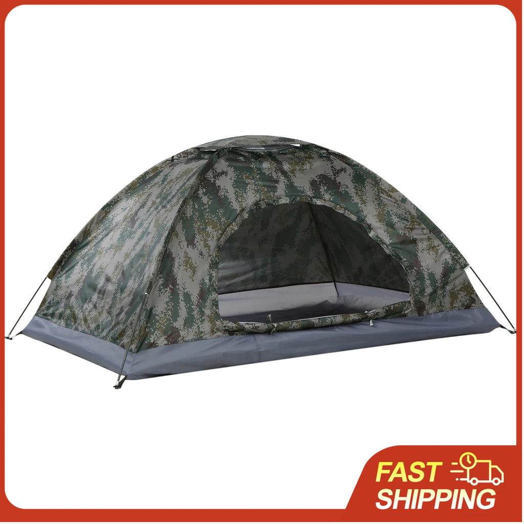 Ultralight Camping Tent Single Layer Portable Camouflage Tent Anti-UV Coating UPF 30+ for Hiking Outdoor Beach Fishing
