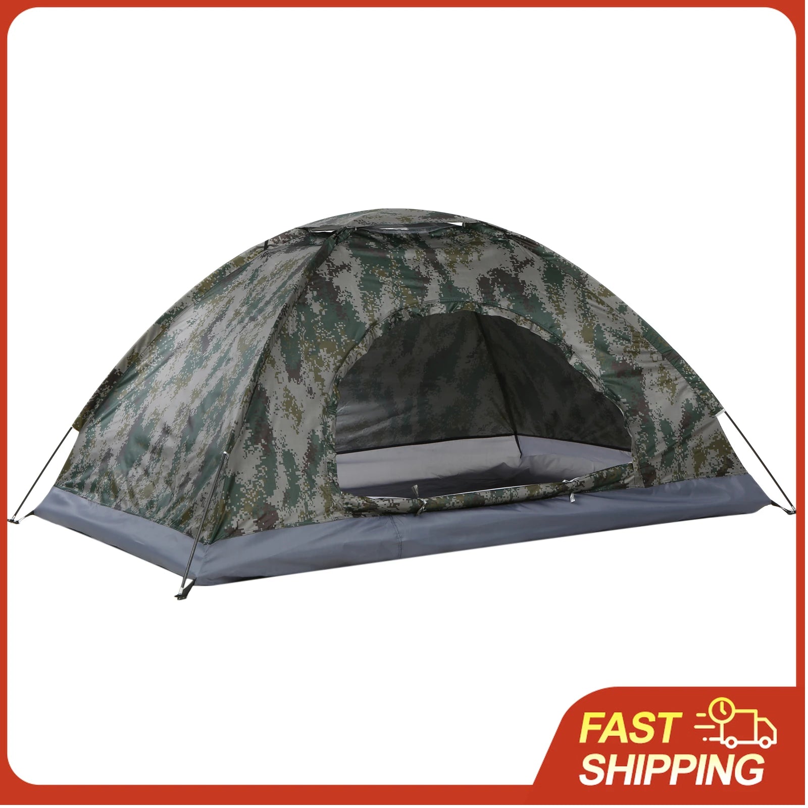 Ultralight Camping Tent Single Layer Portable Camouflage Tent Anti-UV Coating UPF 30+ for Hiking Outdoor Beach Fishing