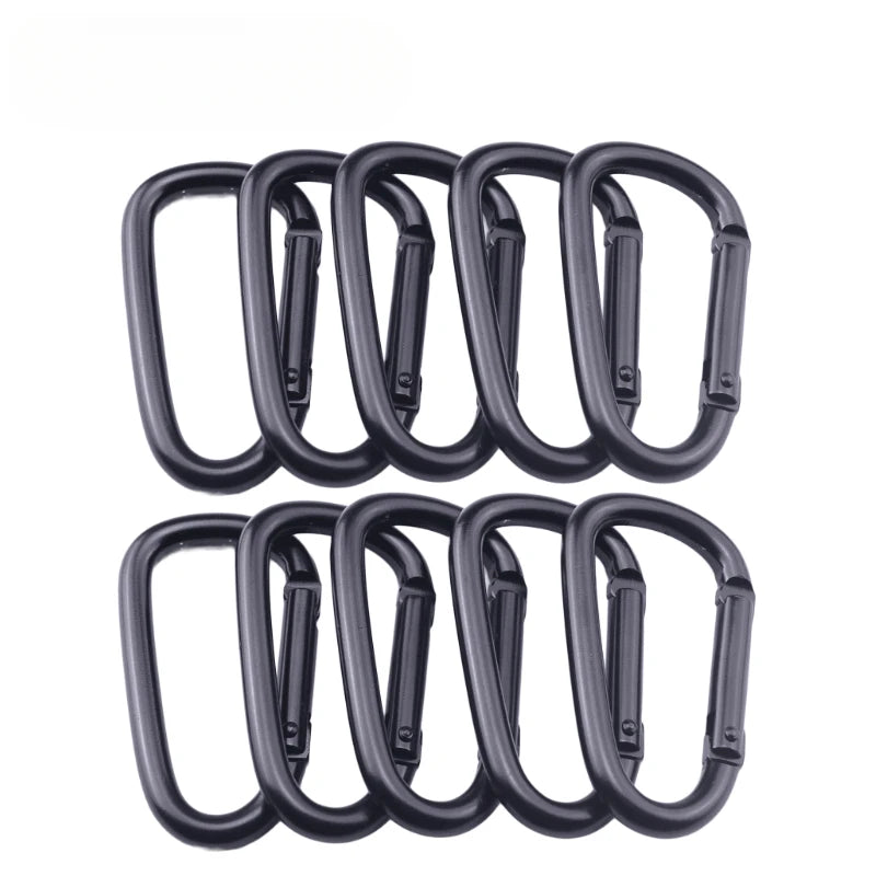 3/6/10Pcs Alloy Aluminum Carabiner Set: Multi - Purpose Tactical Hooks for Key, Camping, Survival & EDC Outdoor Keychain Clips