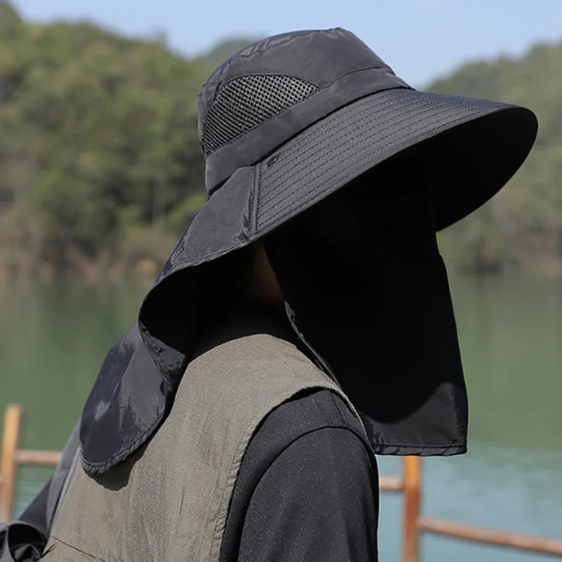 Unisex Summer Sun Hat UV Protection Bucket Cap with Neck Flap Outdoor Hunting Fishing Hiking Camping Fisherman Hat