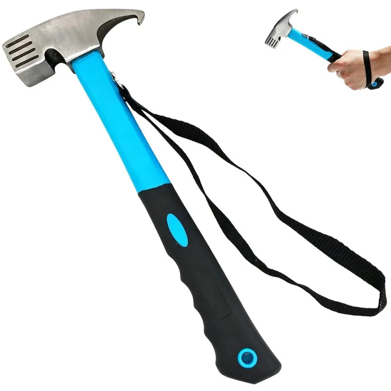 Safety Hammer Outdoor Camping Tent Stakes Hammer Multi-Functional Nail Puller Hammer, Safety Hammer, Wooden Handle Rescue Hammer