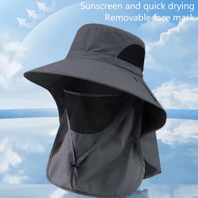 Unisex Summer Sun Hat UV Protection Bucket Cap with Neck Flap Outdoor Hunting Fishing Hiking Camping Fisherman Hat