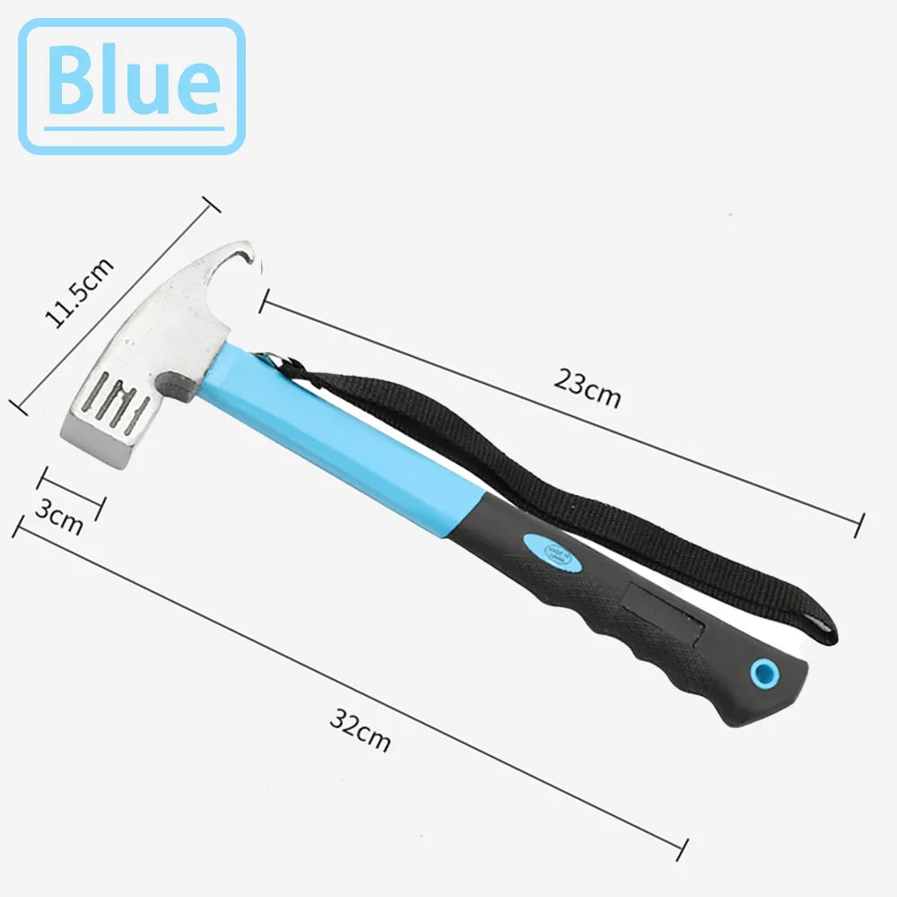 Safety Hammer Outdoor Camping Tent Stakes Hammer Multi-Functional Nail Puller Hammer, Safety Hammer, Wooden Handle Rescue Hammer
