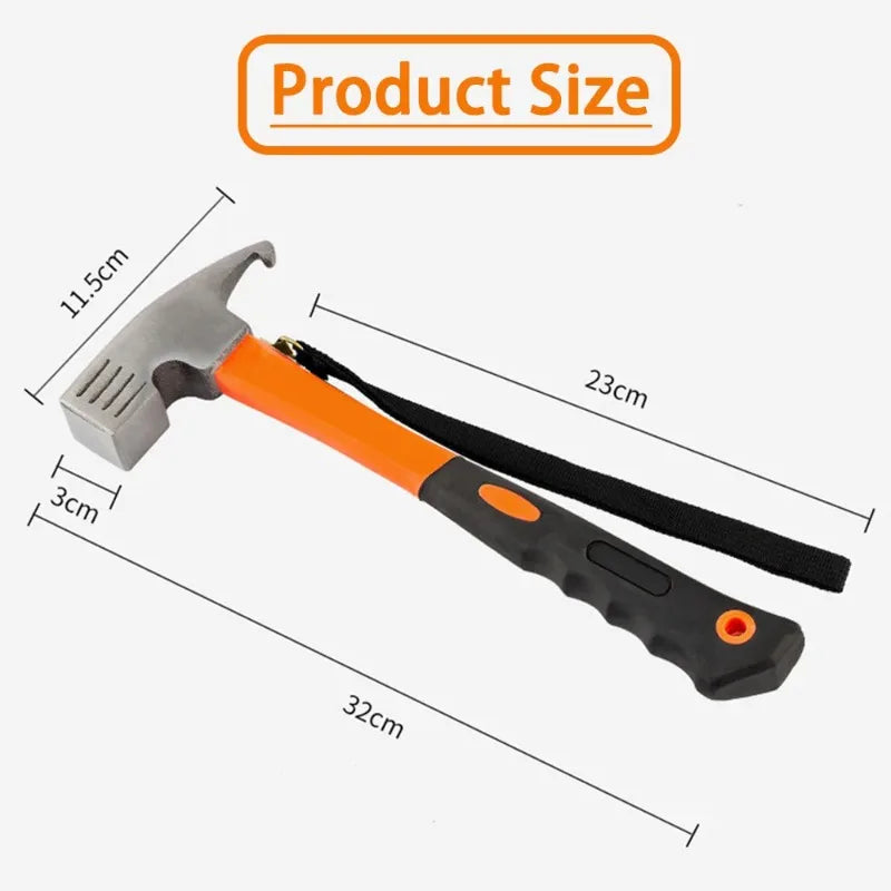 Safety Hammer Outdoor Camping Tent Stakes Hammer Multi-Functional Nail Puller Hammer, Safety Hammer, Wooden Handle Rescue Hammer