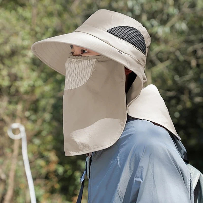 Unisex Summer Sun Hat UV Protection Bucket Cap with Neck Flap Outdoor Hunting Fishing Hiking Camping Fisherman Hat