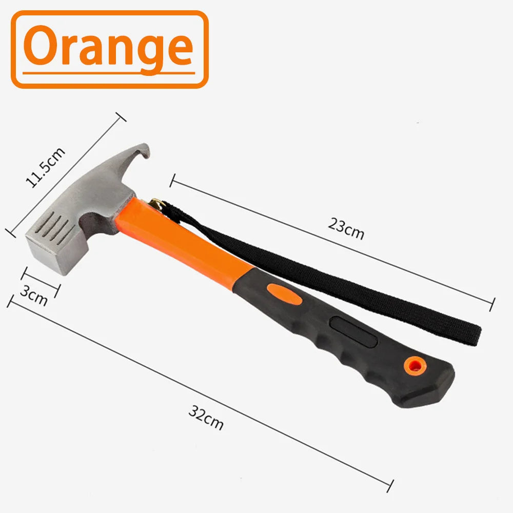 Safety Hammer Outdoor Camping Tent Stakes Hammer Multi-Functional Nail Puller Hammer, Safety Hammer, Wooden Handle Rescue Hammer
