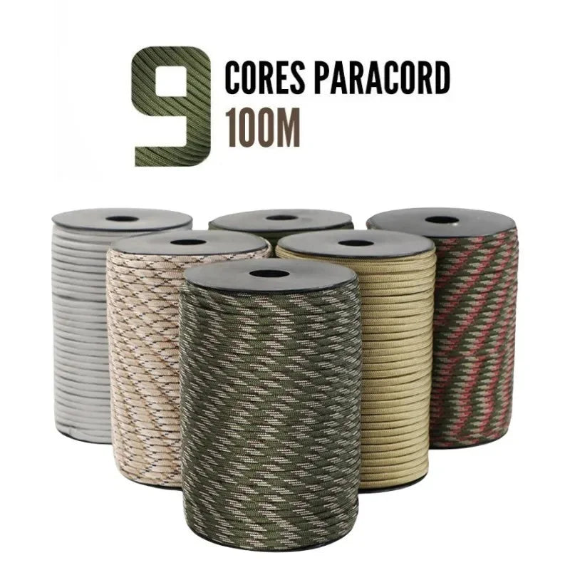 550 Paracord 9 Strand 4mm 100M Outdoor Survival Parachute Rope For Tent Fixing Keychain Lanyard