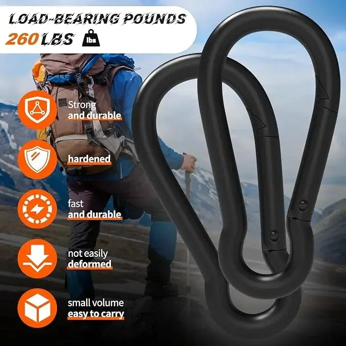 3/6/10Pcs Alloy Aluminum Carabiner Set: Multi - Purpose Tactical Hooks for Key, Camping, Survival & EDC Outdoor Keychain Clips