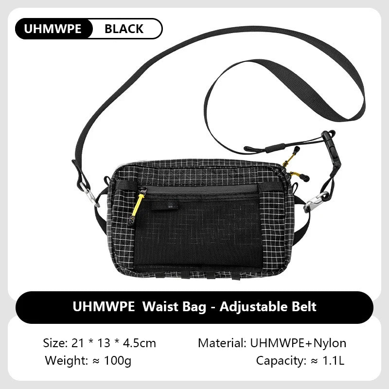 Ultralight Waterproof Fiber Waist Pack 1.1L, Multi-pocket Outdoor Waist Bag for Running Cycling Camping