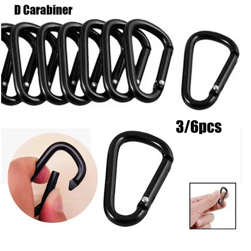 3/6/10Pcs Alloy Aluminum Carabiner Set: Multi - Purpose Tactical Hooks for Key, Camping, Survival & EDC Outdoor Keychain Clips