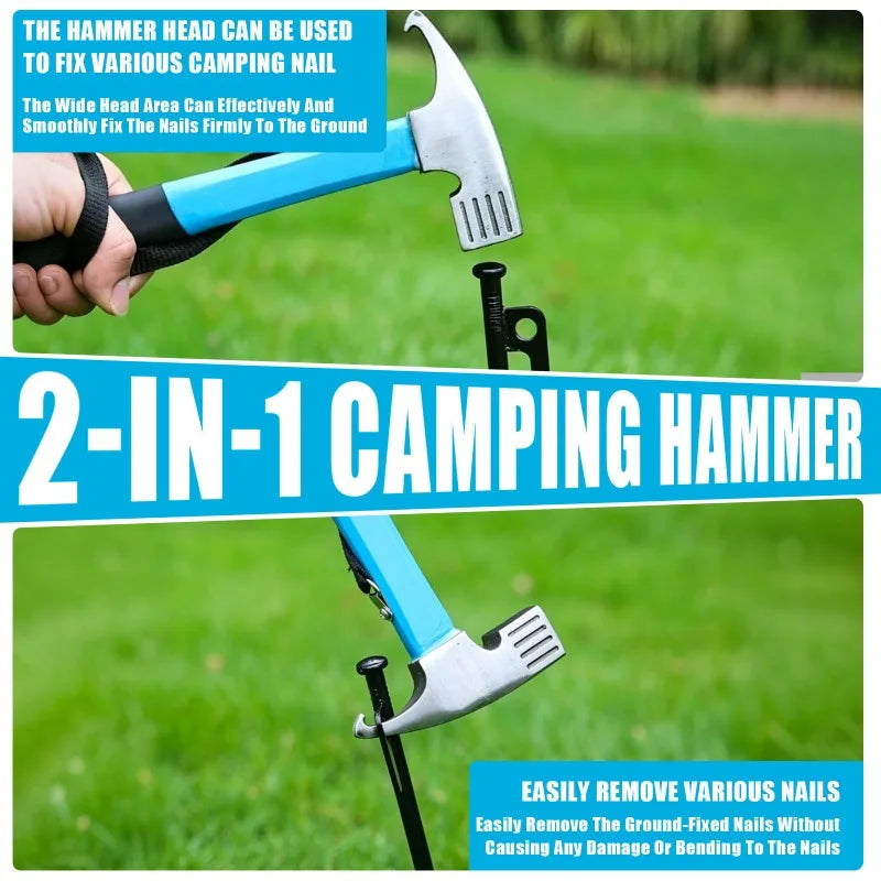 Safety Hammer Outdoor Camping Tent Stakes Hammer Multi-Functional Nail Puller Hammer, Safety Hammer, Wooden Handle Rescue Hammer