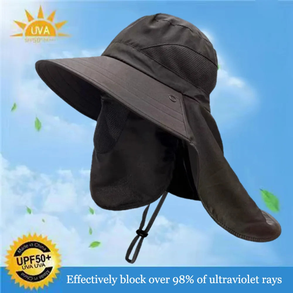 Unisex Summer Sun Hat UV Protection Bucket Cap with Neck Flap Outdoor Hunting Fishing Hiking Camping Fisherman Hat