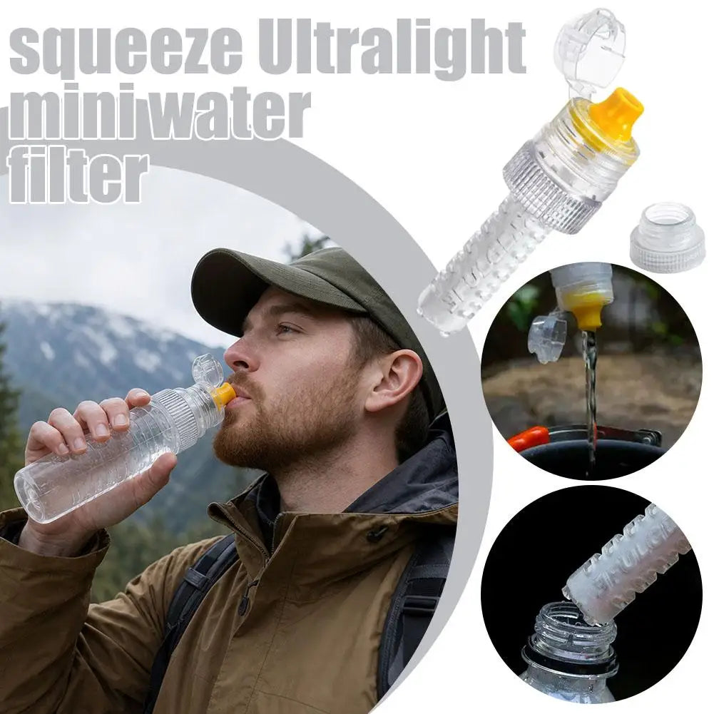Portable Water Filter 0.1 Micron Hollow Fiber Membrane 28 30mm Bottle Adapter Ultralight Purifier for Camping Hiking Emergency
