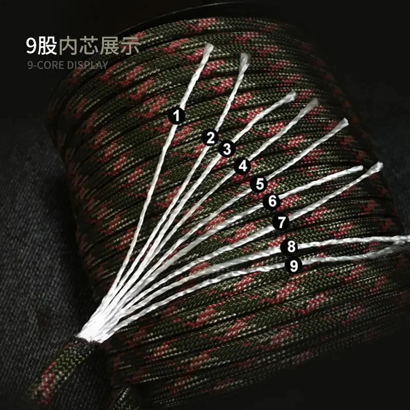550 Paracord 9 Strand 4mm 100M Outdoor Survival Parachute Rope For Tent Fixing Keychain Lanyard