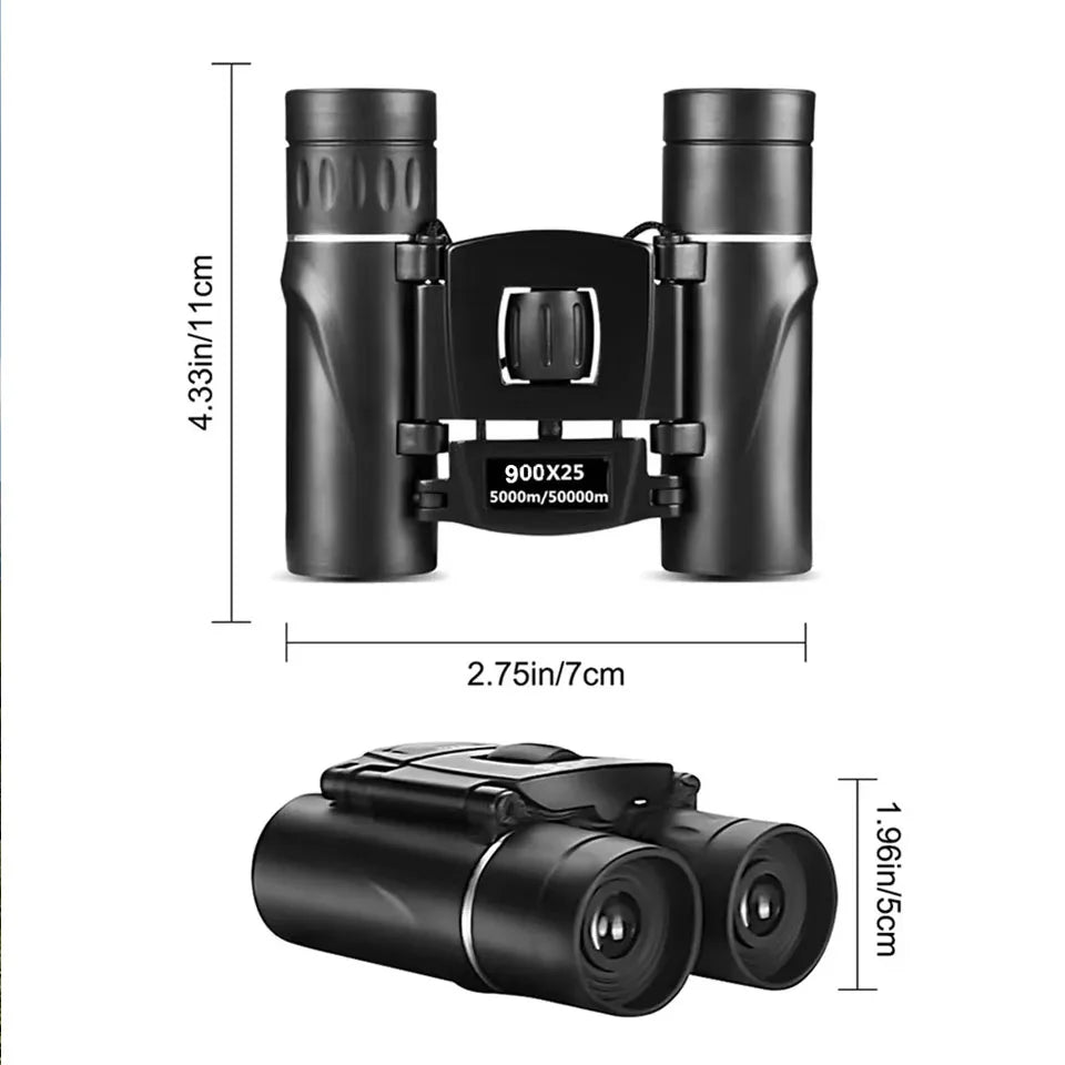 High-Powered 900x25 Mini Binoculars BAK4 Prism Waterproof Outdoor Optics for Travel Bird Watching Sports
