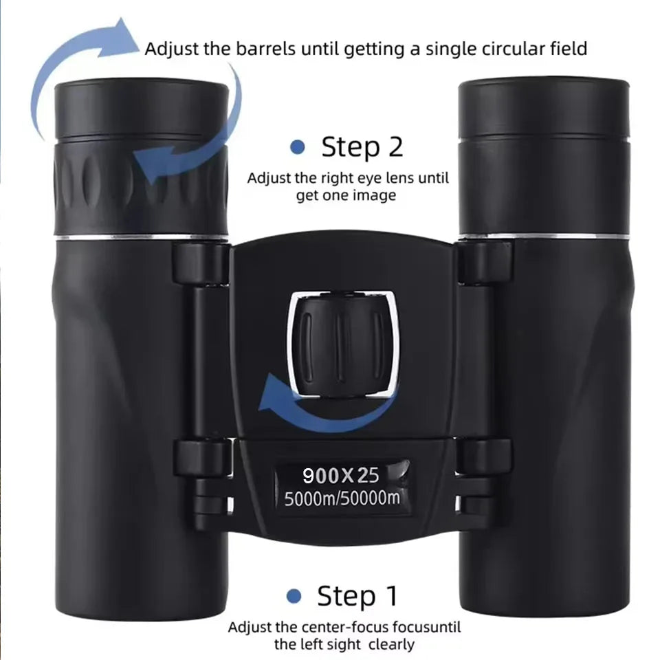 High-Powered 900x25 Mini Binoculars BAK4 Prism Waterproof Outdoor Optics for Travel Bird Watching Sports