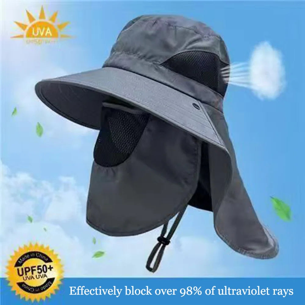 Unisex Summer Sun Hat UV Protection Bucket Cap with Neck Flap Outdoor Hunting Fishing Hiking Camping Fisherman Hat