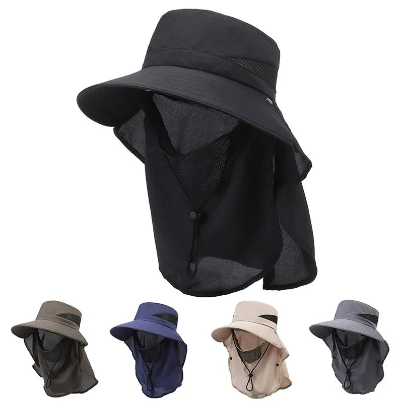 Unisex Summer Sun Hat UV Protection Bucket Cap with Neck Flap Outdoor Hunting Fishing Hiking Camping Fisherman Hat